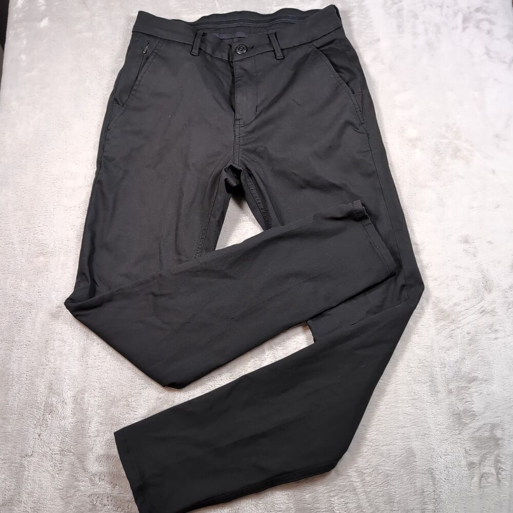 DUER Smart Stretch Pants Mens 30x32 (30x31) Black Slim Fit Dress Chino Travel